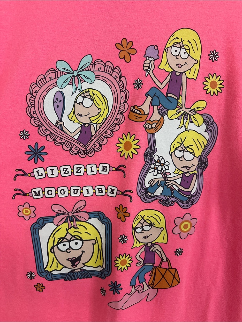 Disney Woman’s Neon Pink Lizzie McGuire Graphic Tee - Picture 3 of 5